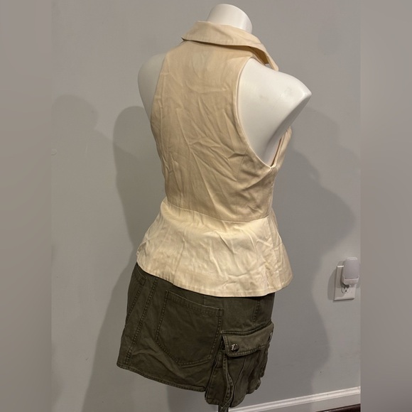 Reformation Cream Rylan Halter Peplum Top - Picture 6 of 10